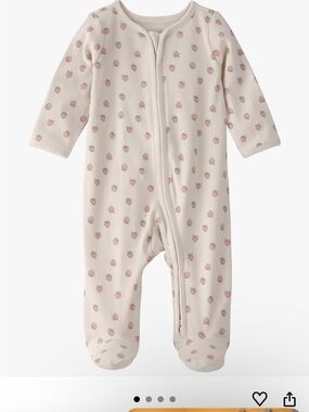 Carter's Cream Footed One-Piece with Pink Strawberry Print